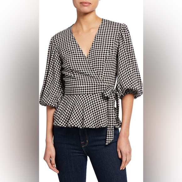 Ganni Tops - Ganni Black and White Checkered Blouse